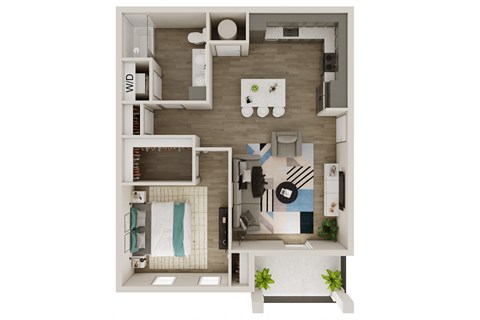 1 Bed 1 Bath 714 SF Floor Plan at Preserve at Sycamore Creek, Osage Beach, MO 65065